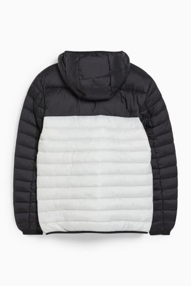 Men - Quilted jacket with hood - white / black