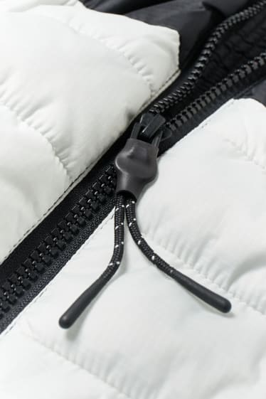 Uomo - Giacca trapuntata con cappuccio - bianco / nero