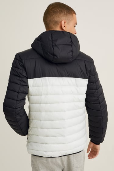 Uomo - Giacca trapuntata con cappuccio - bianco / nero