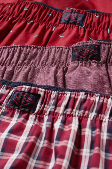 Herren - Multipack 3er - Boxershorts - gewebt - bordeaux