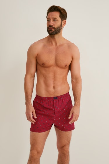 Herren - Multipack 3er - Boxershorts - gewebt - bordeaux