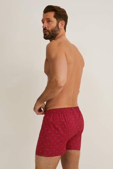 Heren - Set van 3 - boxershort - geweven - bordeaux