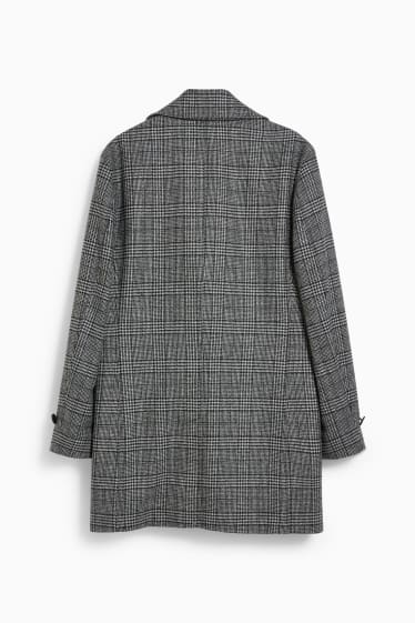 Men - Merino coat - check - gray / black
