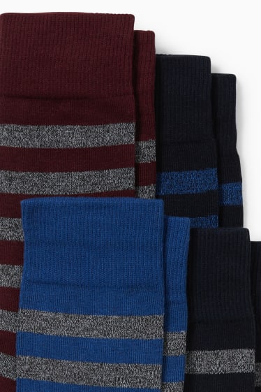 Heren - Set van 7 paar - sokken - LYCRA® - gestreept - donkerblauw