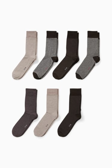 Hombre - Pack de 7 - calcetines - LYCRA® - marrón