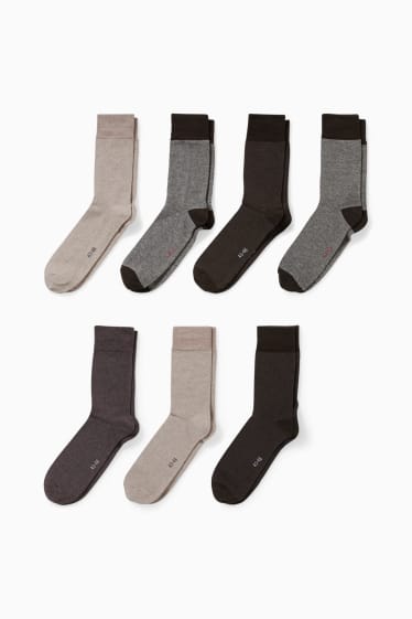 Hommes - Lot de 7 - chaussettes - LYCRA® - marron