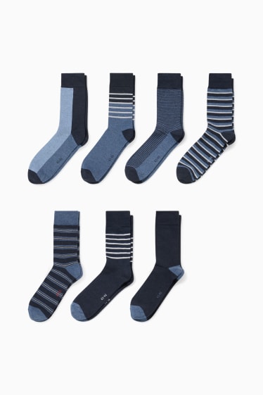 Heren - Set van 7 paar - sokken - LYCRA® - blauw / donkerblauw