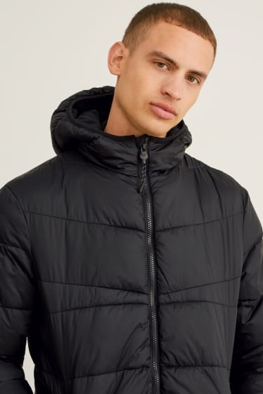 Men - Quilted jacket with hood - black