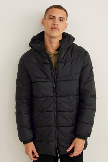 Men - Quilted jacket with hood - black