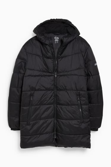 Men - Quilted jacket with hood - black