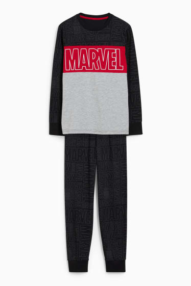 Copii - Marvel - pijama - 2 piese - negru / gri