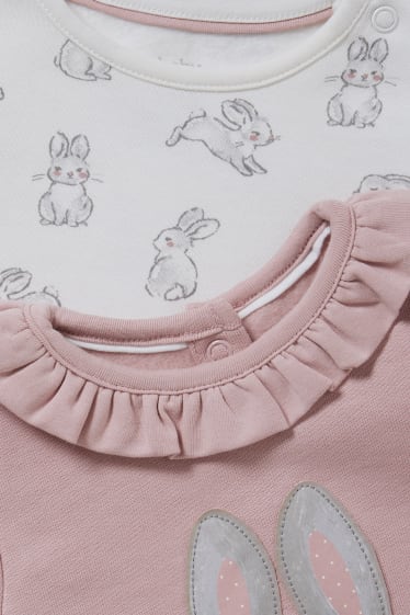 Babys - Set van 2 - babysweatshirt - wit / roze