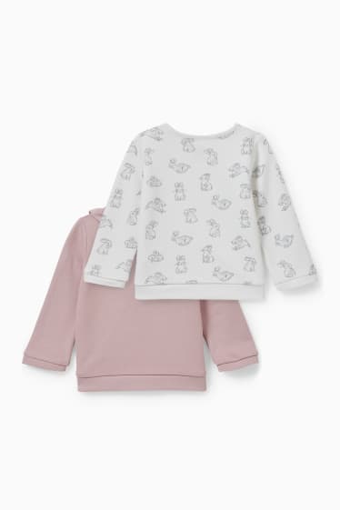 Babys - Set van 2 - babysweatshirt - wit / roze