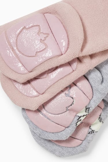 Bébés - Lot de 2 paires - Les Aristochats - chaussettes antidérapantes pour nouveau-né - gris clair chiné
