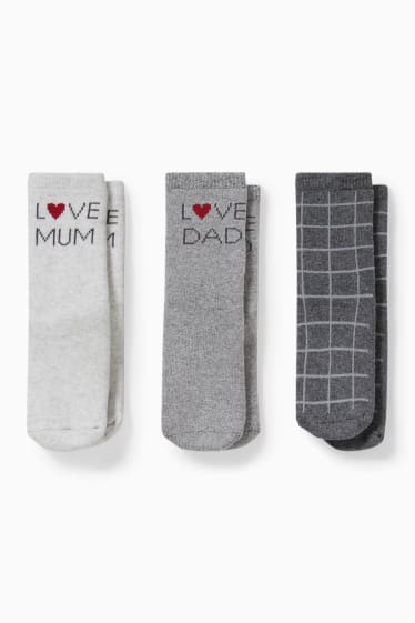 Babys - Multipack 3er - Mom and Dad - Baby-Anti-Rutsch-Socken - grau / grau
