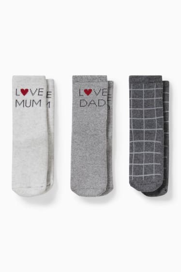 Baby Mädchen - Multipack 3er - Mom and Dad - Baby-Anti-Rutsch-Socken - grau / grau