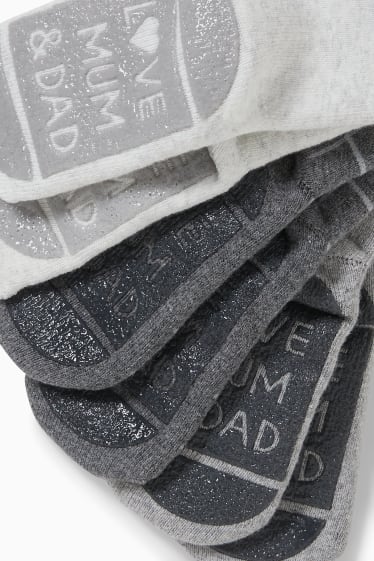 Baby Mädchen - Multipack 3er - Mom and Dad - Baby-Anti-Rutsch-Socken - grau / grau