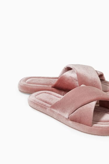 Dames - Fluwelen pantoffels - roze