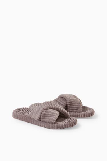 Donna - Pantofole di ecopelliccia - grigio