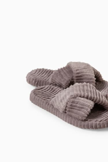Donna - Pantofole di ecopelliccia - grigio