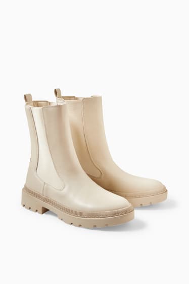 Women - Chelsea boots - faux leather - beige