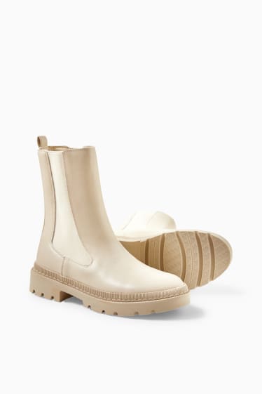 Women - Chelsea boots - faux leather - beige