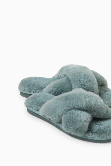 Donna - Pantofole di ecopelliccia - verde menta