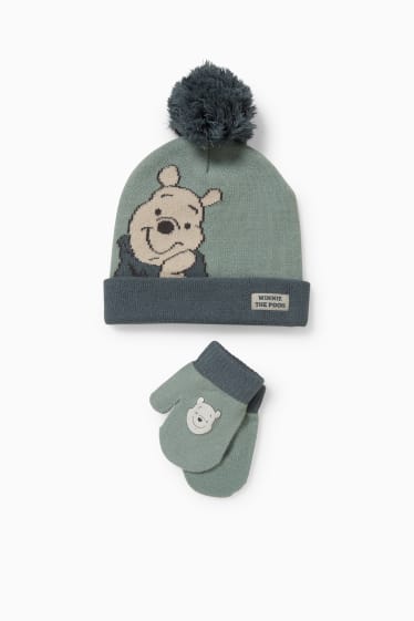 Bébés - Winnie l’ourson - ensemble - bonnet et gants pour bébé - 2 pièces - vert menthe