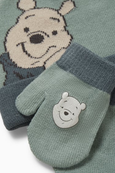 Bébés - Winnie l’ourson - ensemble - bonnet et gants pour bébé - 2 pièces - vert menthe