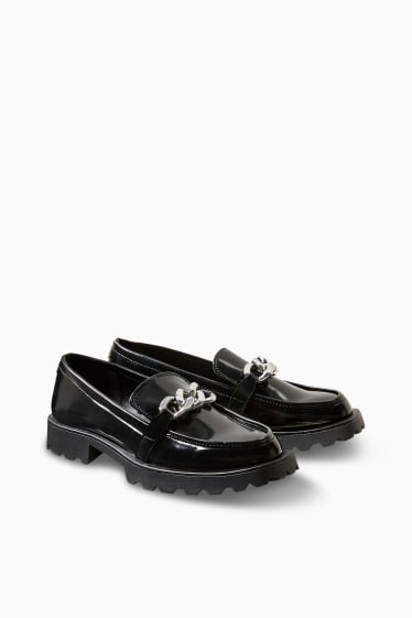 Damen - Loafer - Lederimitat - schwarz