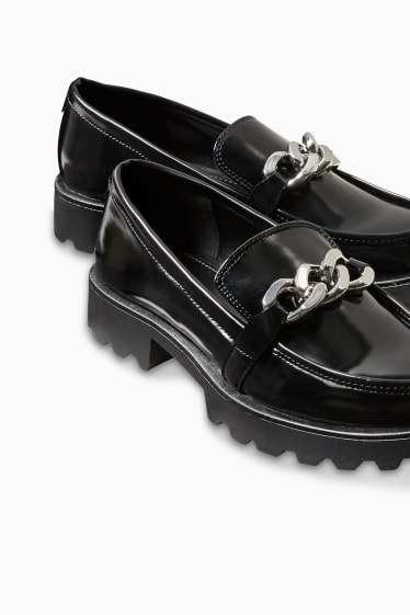 Damen - Loafer - Lederimitat - schwarz