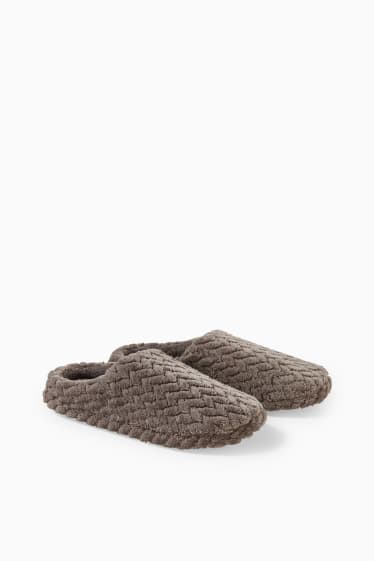Women - Faux fur slippers - dark gray