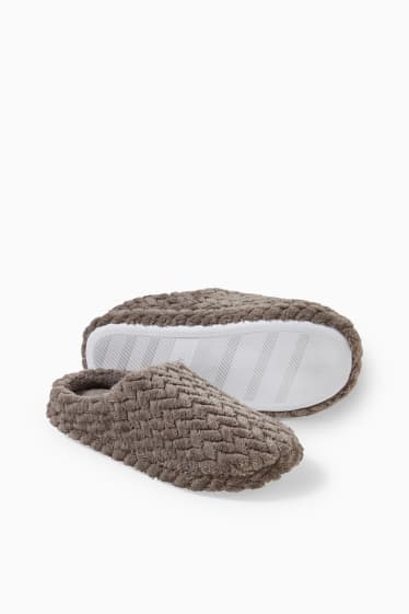 Women - Faux fur slippers - dark gray
