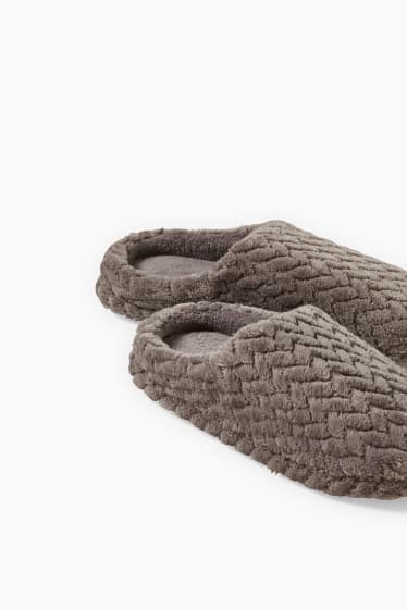 Women - Faux fur slippers - dark gray