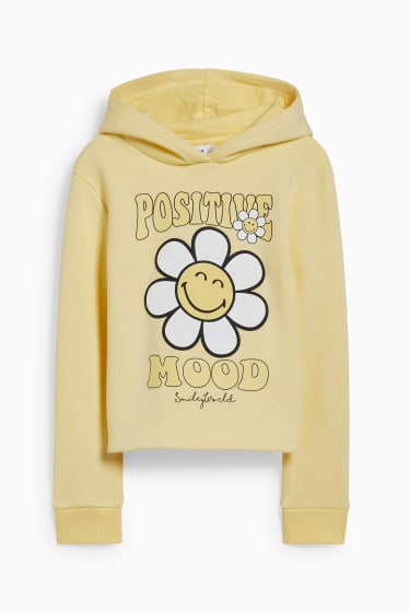 Kinderen - SmileyWorld® - hoodie - gebloemd - lichtgeel