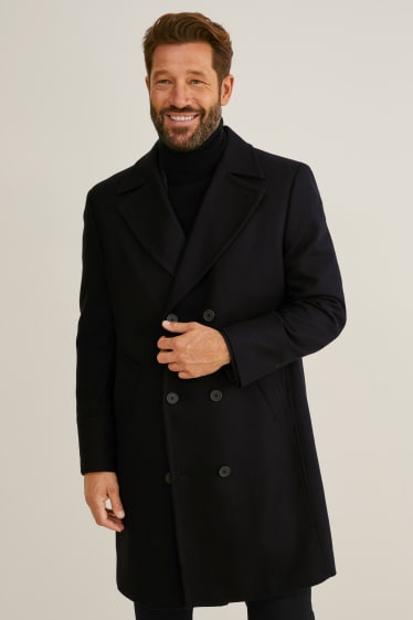Men - Coat - new wool blend - black