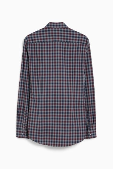 Men - Business shirt - slim fit - kent collar - check - gray / dark red