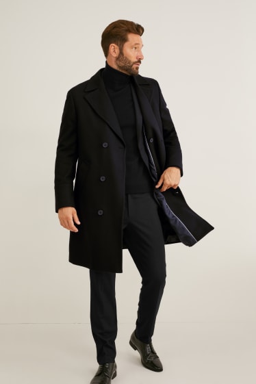 Men - Coat - new wool blend - black