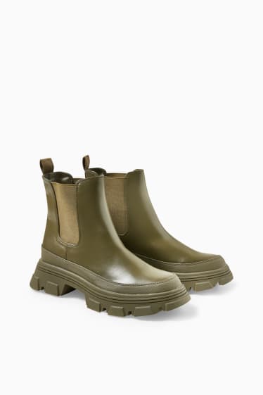 Damen - Chelsea Boots - Lederimitat - dunkelgrün