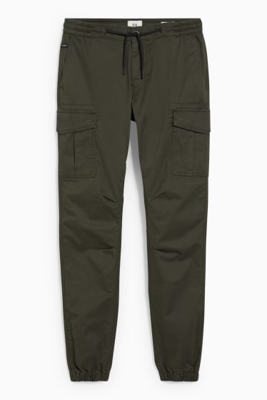 Pánské - Cargo kalhoty - tapered fit - LYCRA® - tmavozelená