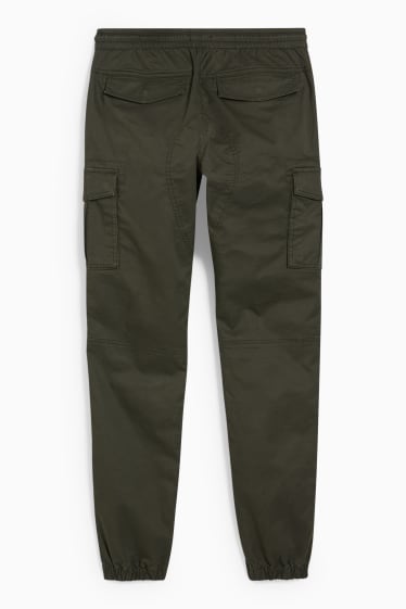 Pánské - Cargo kalhoty - tapered fit - LYCRA® - tmavozelená