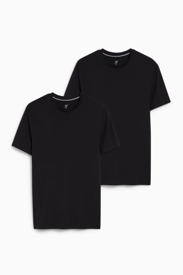 Hommes - Lot de 2 - T-shirts - Flex - LYCRA® - noir