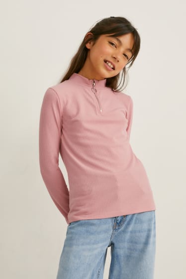 Dětské - Tričko s dlouhým rukávem - růžová