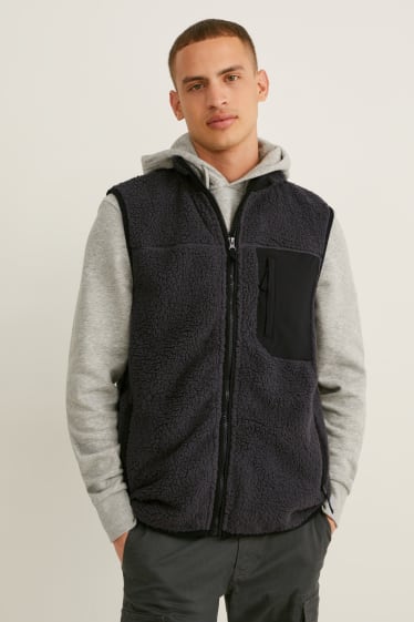 Hommes - Gilet sans manches en peluche - THERMOLITE® - gris foncé