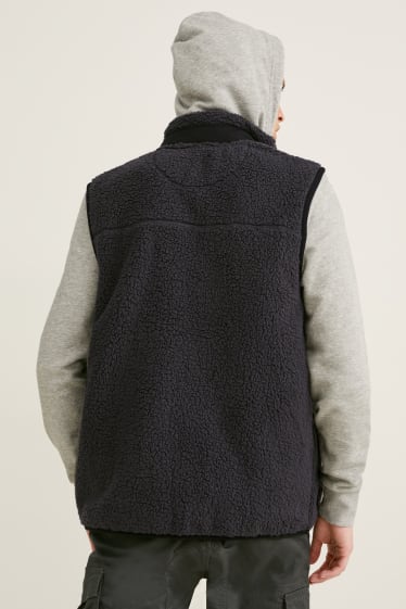 Men - Teddy fur waistcoat - THERMOLITE® - dark gray