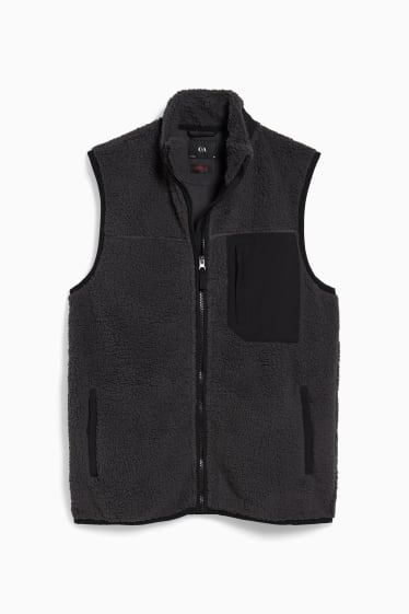 Men - Teddy fur waistcoat - THERMOLITE® - dark gray