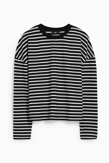 Dames - Longsleeve - gestreept - zwart / wit