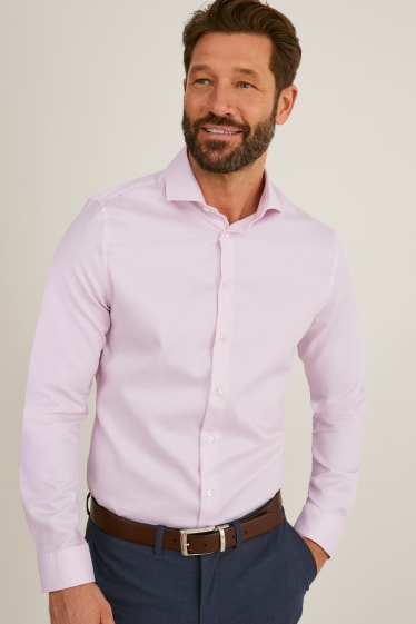 Bărbați - Cămașă office - slim fit - guler italian - ușor de călcat - roz