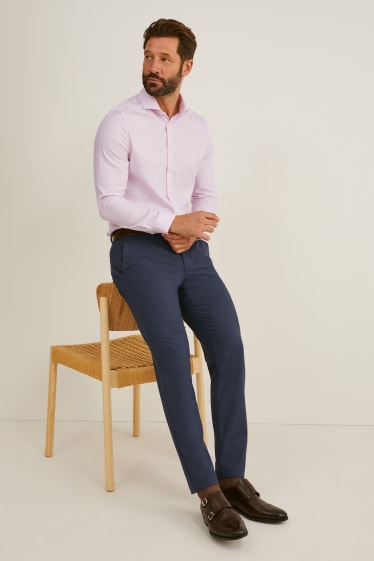Pánské - Business košile - slim fit - cutaway - snadné žehlení - růžová
