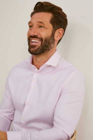 Uomo - Camicia business - slim fit - colletto alla francese - facile da stirare - rosa